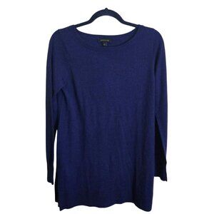 Ann Taylor NWT Navy Blue Scoop Neck Slit Side Tunic Sweater Size S